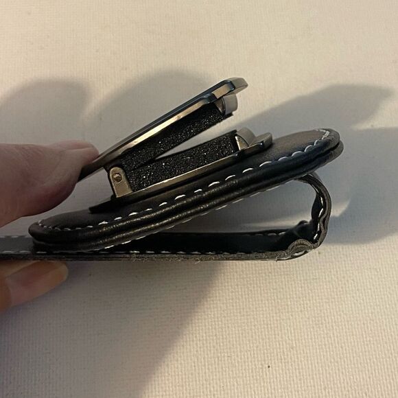 Jaguar Logo Sunglass Holder for Car Black PU Leather NWT - Picture 5 of 9